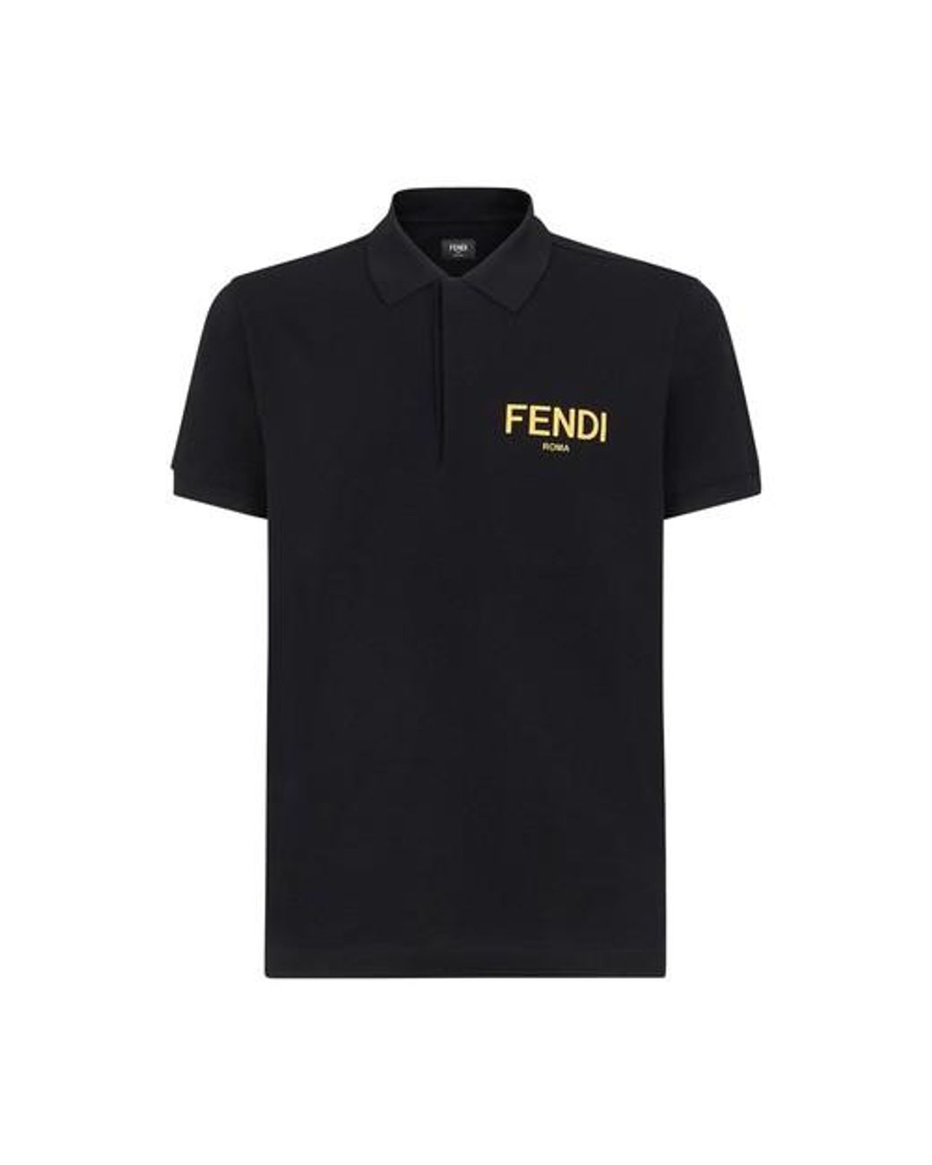 Fendi Cotton Polo Shirt in Black for Men - Lyst