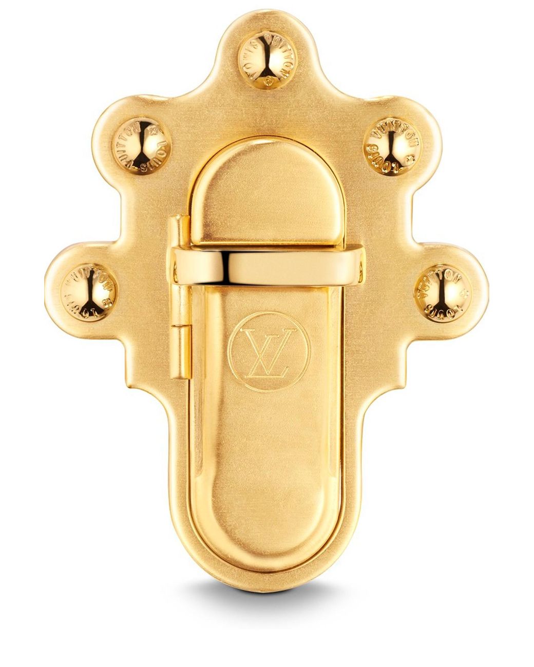 Louis Vuitton Trunk Lock Pendant Necklace And Brooch in Metallic