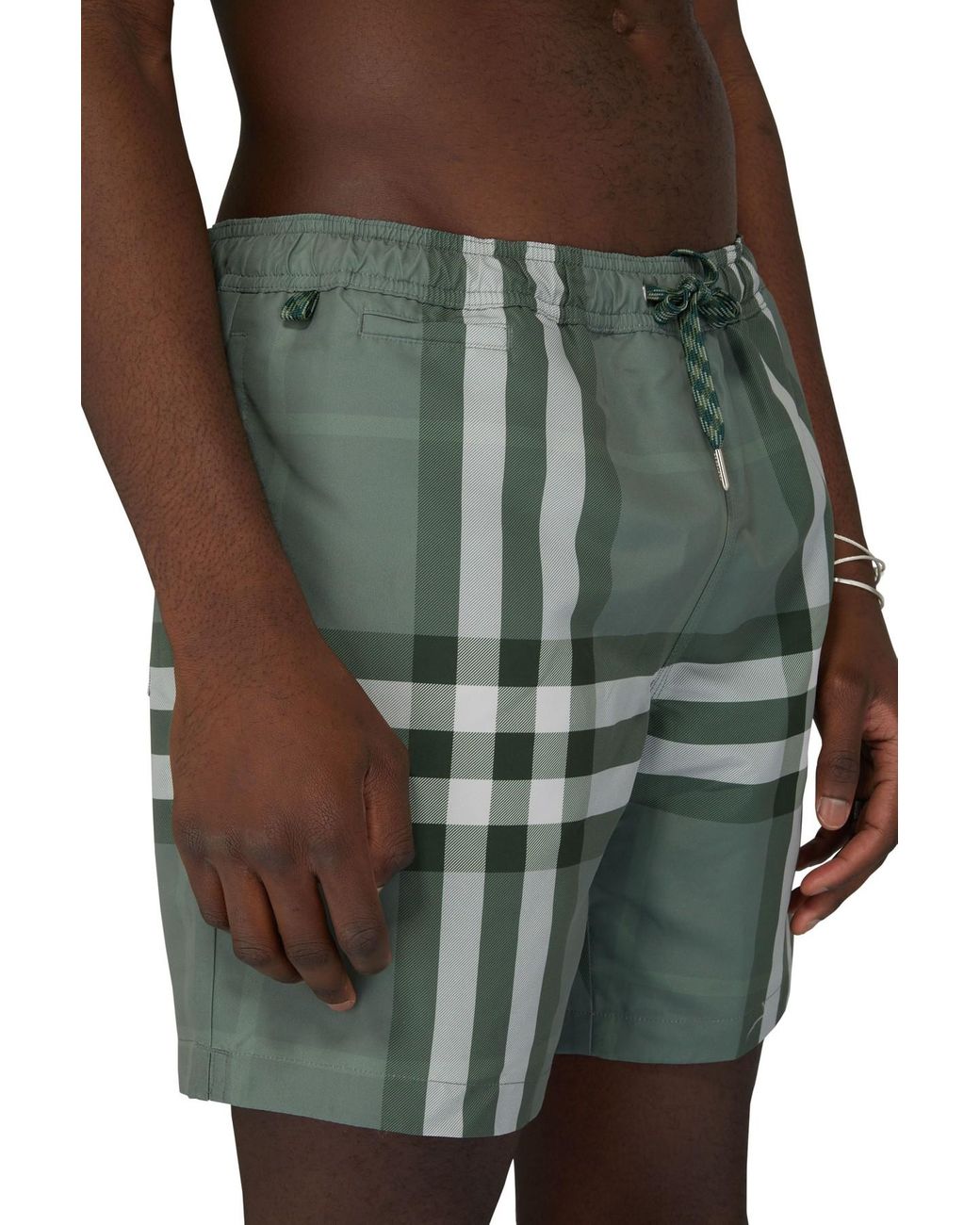 Mens Clothing Beachwear Burberry Check Print Swim Shorts in Dusty_green_ip_check for Men Green 