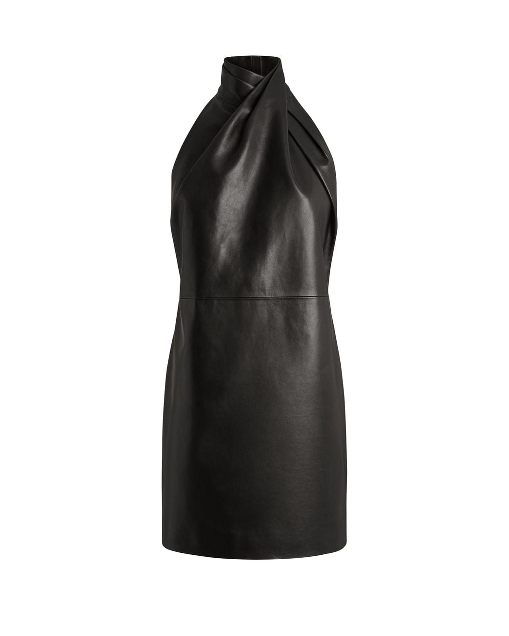 Balmain Black Backless Leather Mini Dress