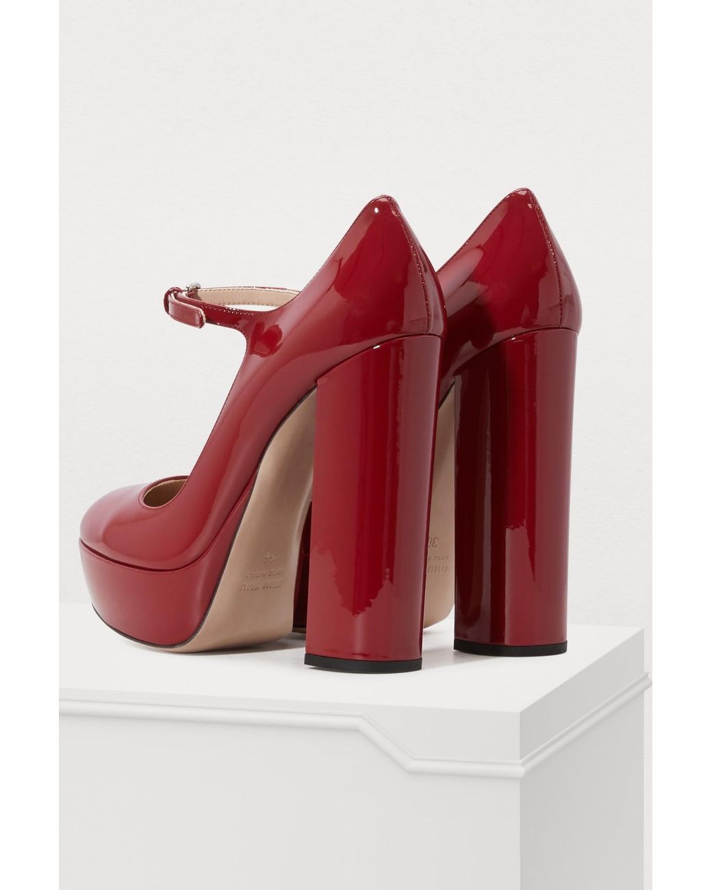 Miu Miu Mary Jane Pumps in Red | Lyst