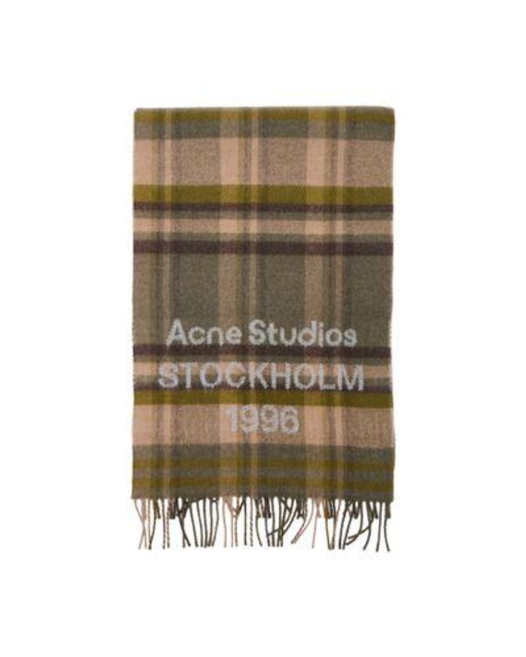 Acne Green Check Logo Scarf