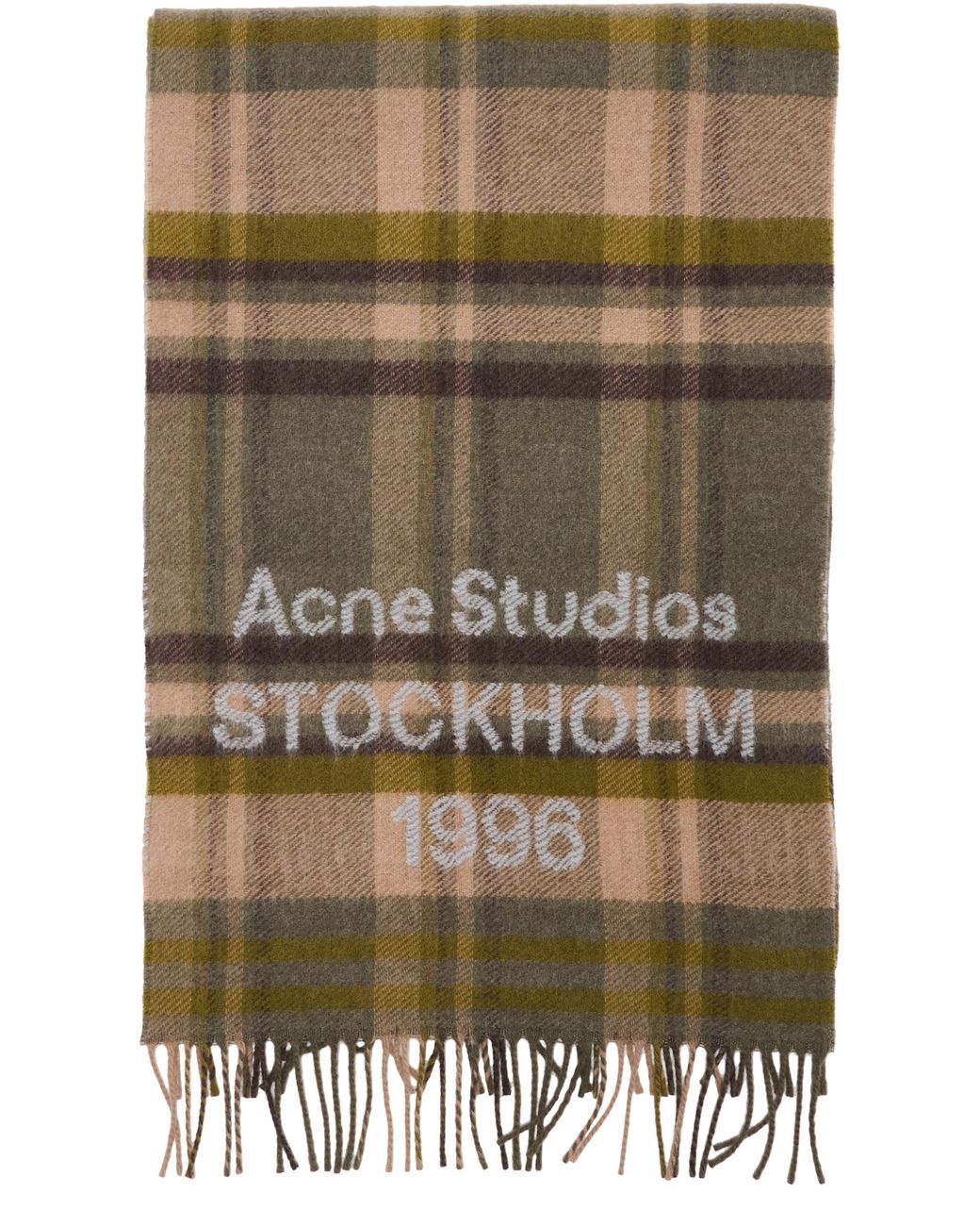 Acne Green Check Logo Scarf