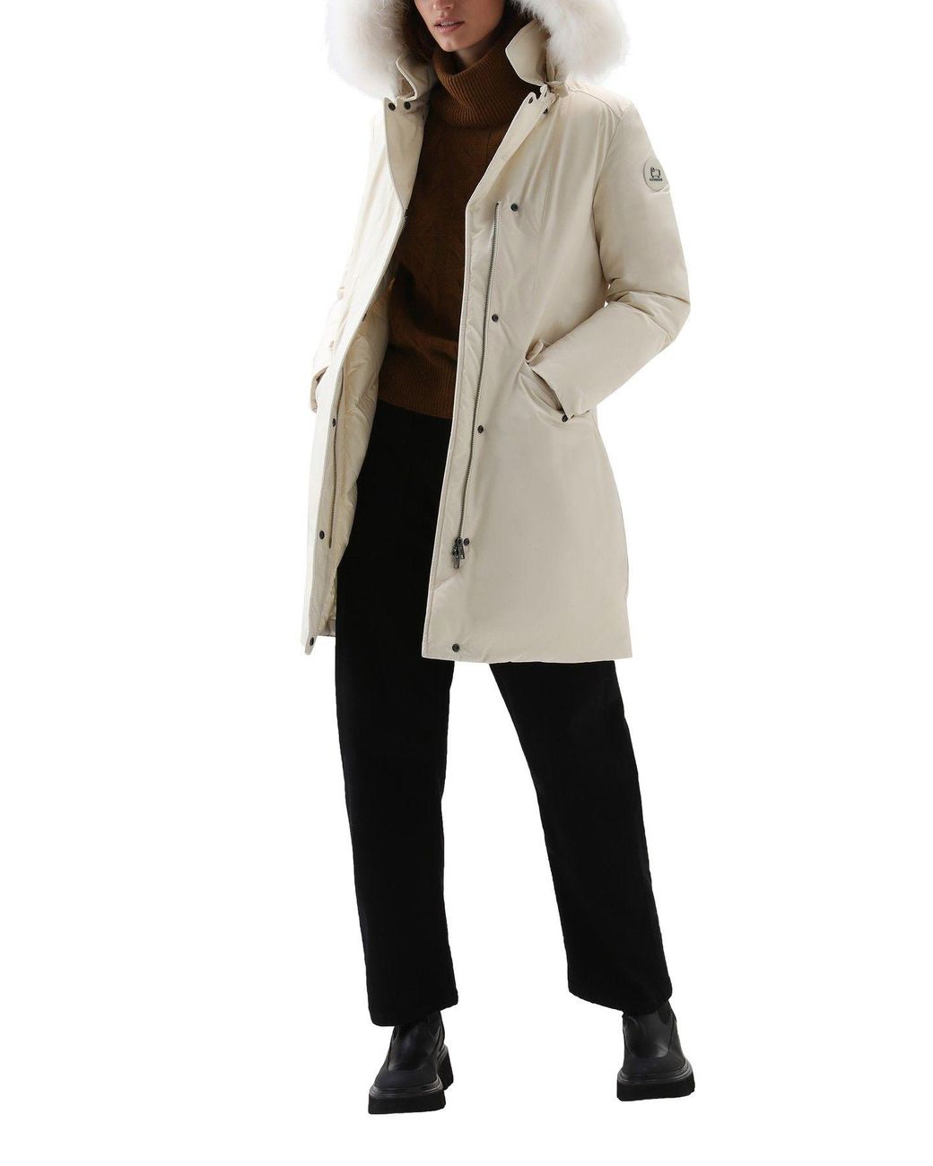 Woolrich Modern Vail Parka With Detachable Cashmere Fur in White