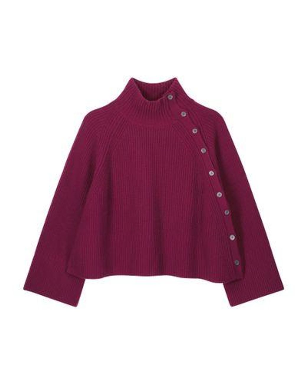 Bompard Purple Cashmere High Neck Sweater Buttoned