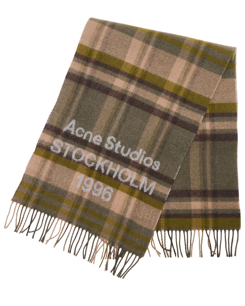 Acne Green Check Logo Scarf