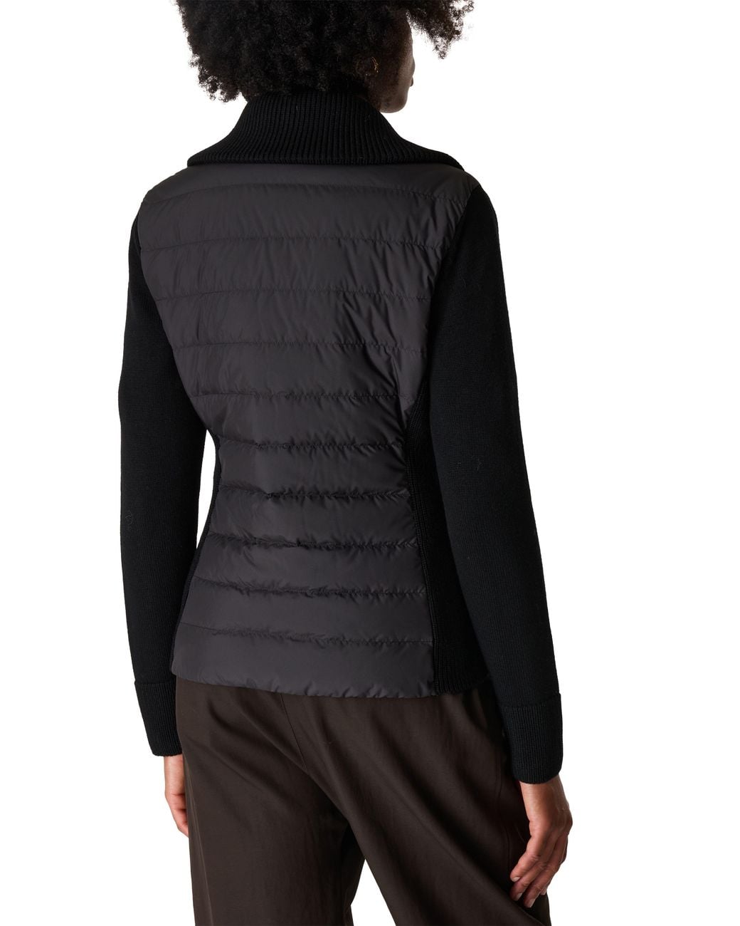 Moncler Black Bi-Material Zip-Up Jacket