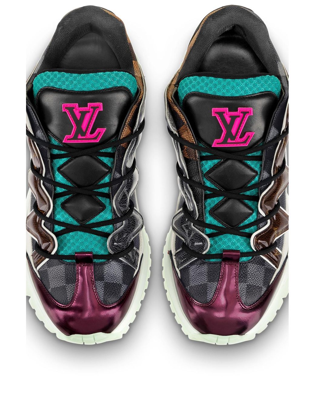 LOUIS VUITTON Metallic Calfskin Holographic Mens Zigzag Sneakers 8  Multicolor 870058