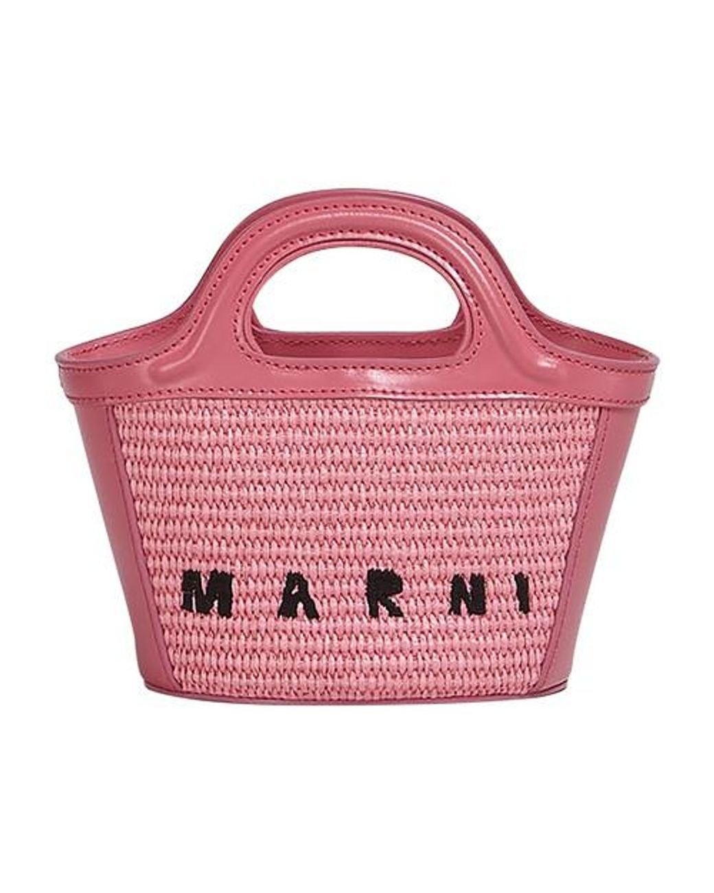 Marni Tropicalia Raffia And Leather Mini Basket Bag in Pink | Lyst