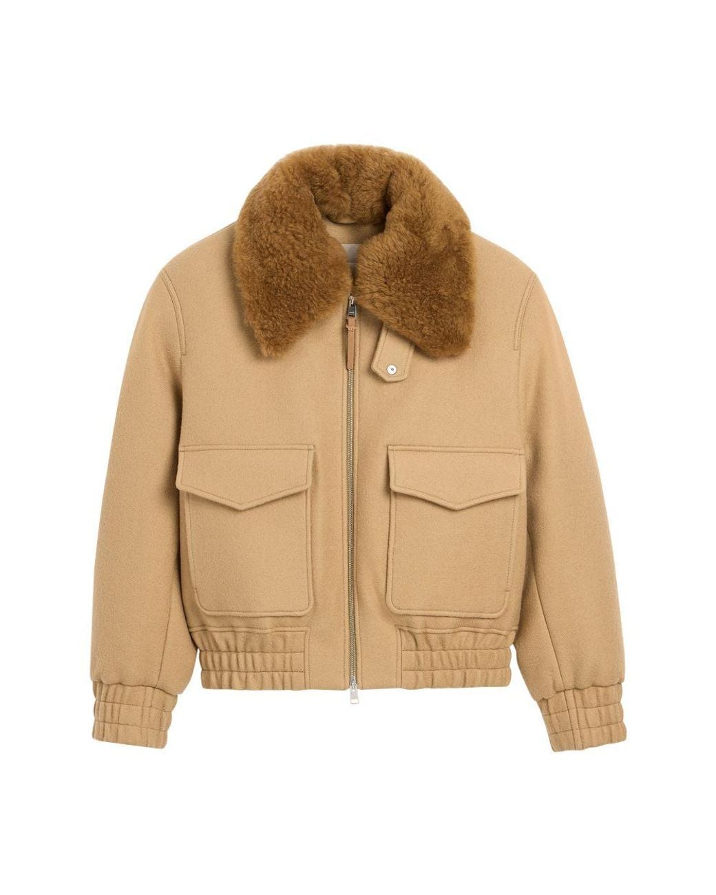 AMI Natural Puffer Jacket With Shearling Collar