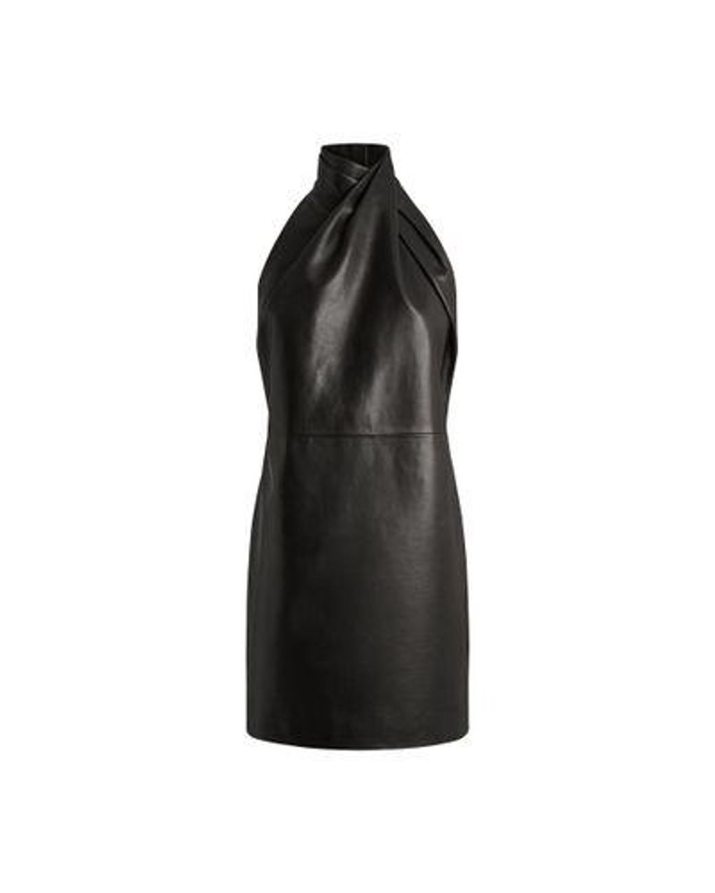 Balmain Black Backless Leather Mini Dress