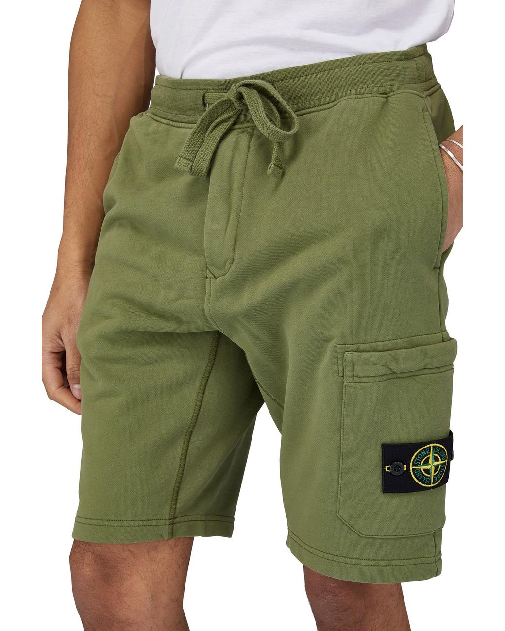 stone island cargo shorts green