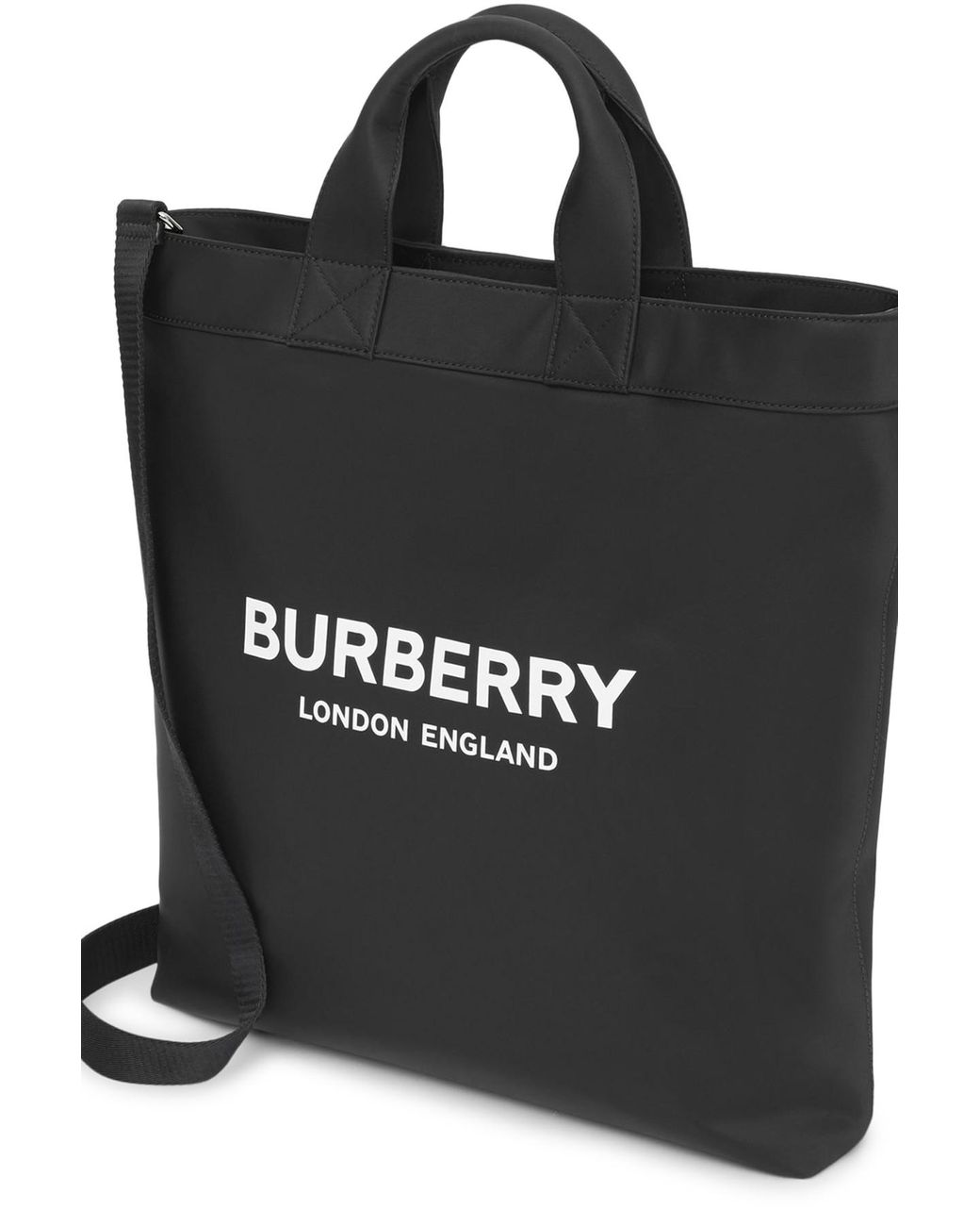 Burberry Logo Print Nylon Large Tote Bag In Black