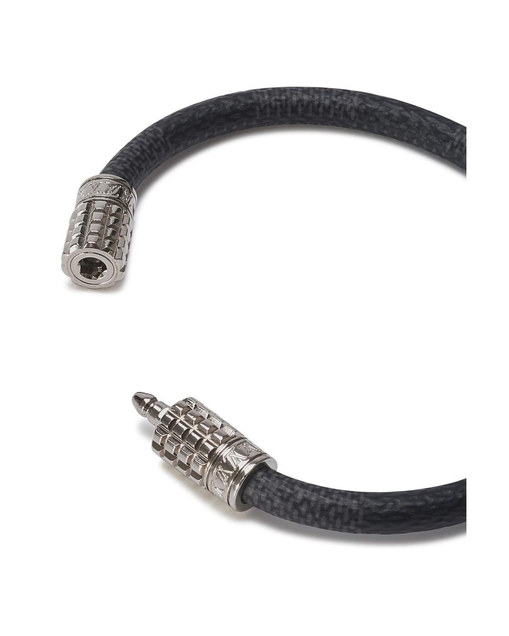 Pre-owned Louis Vuitton Digit Damier Ardoise Taiga Leather Silver Tone  Bracelet