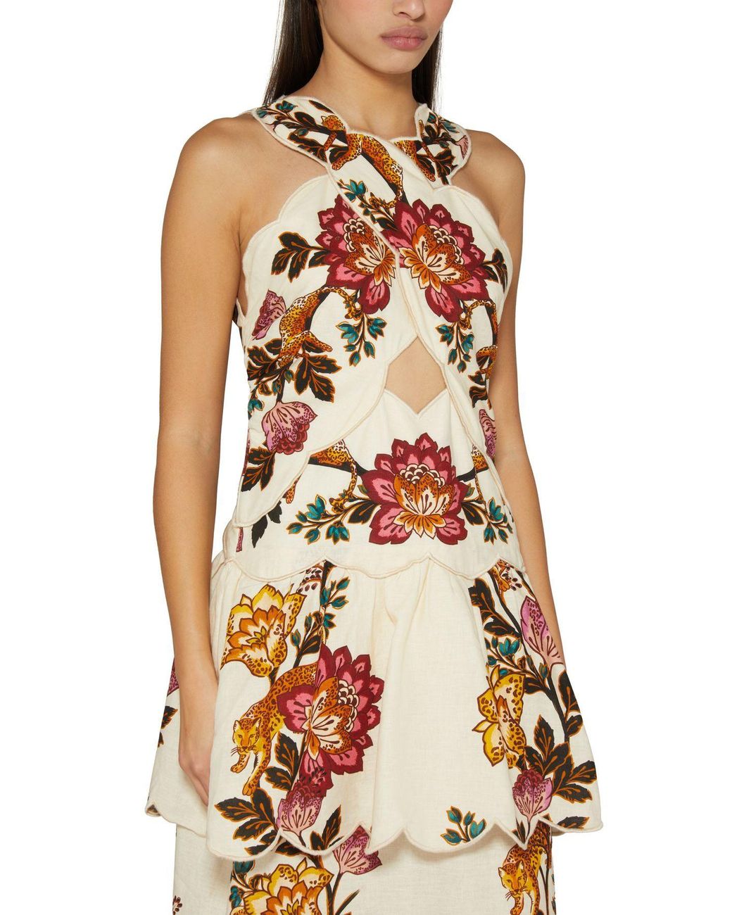 FARM Rio Floral Leopard Print Tiered Dress in Metallic | Lyst