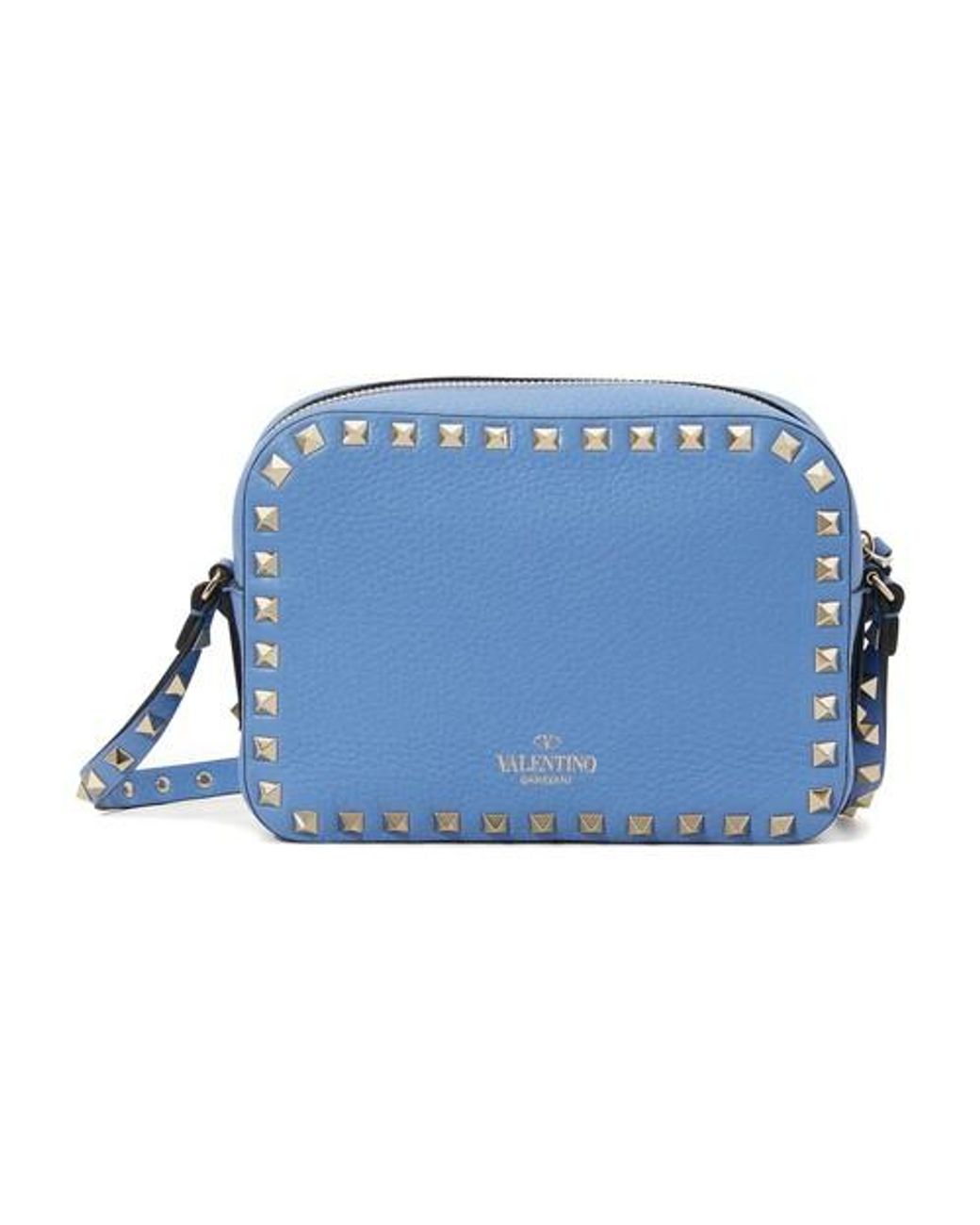 Valentino Leather Garavani - Small Rockstud Calfskin Crossbody Bag in Blue  - Lyst