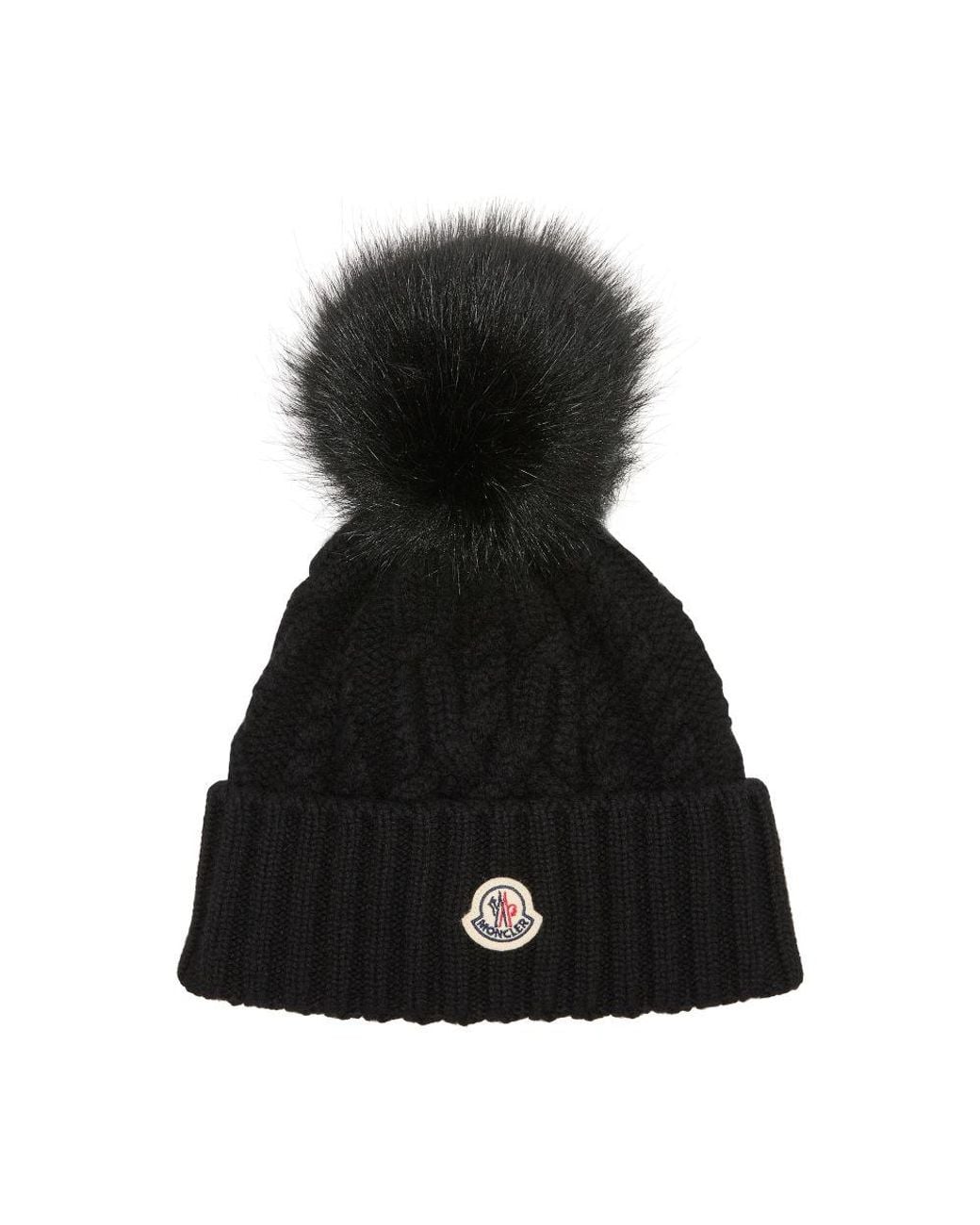 Moncler Black Beanie With Logo