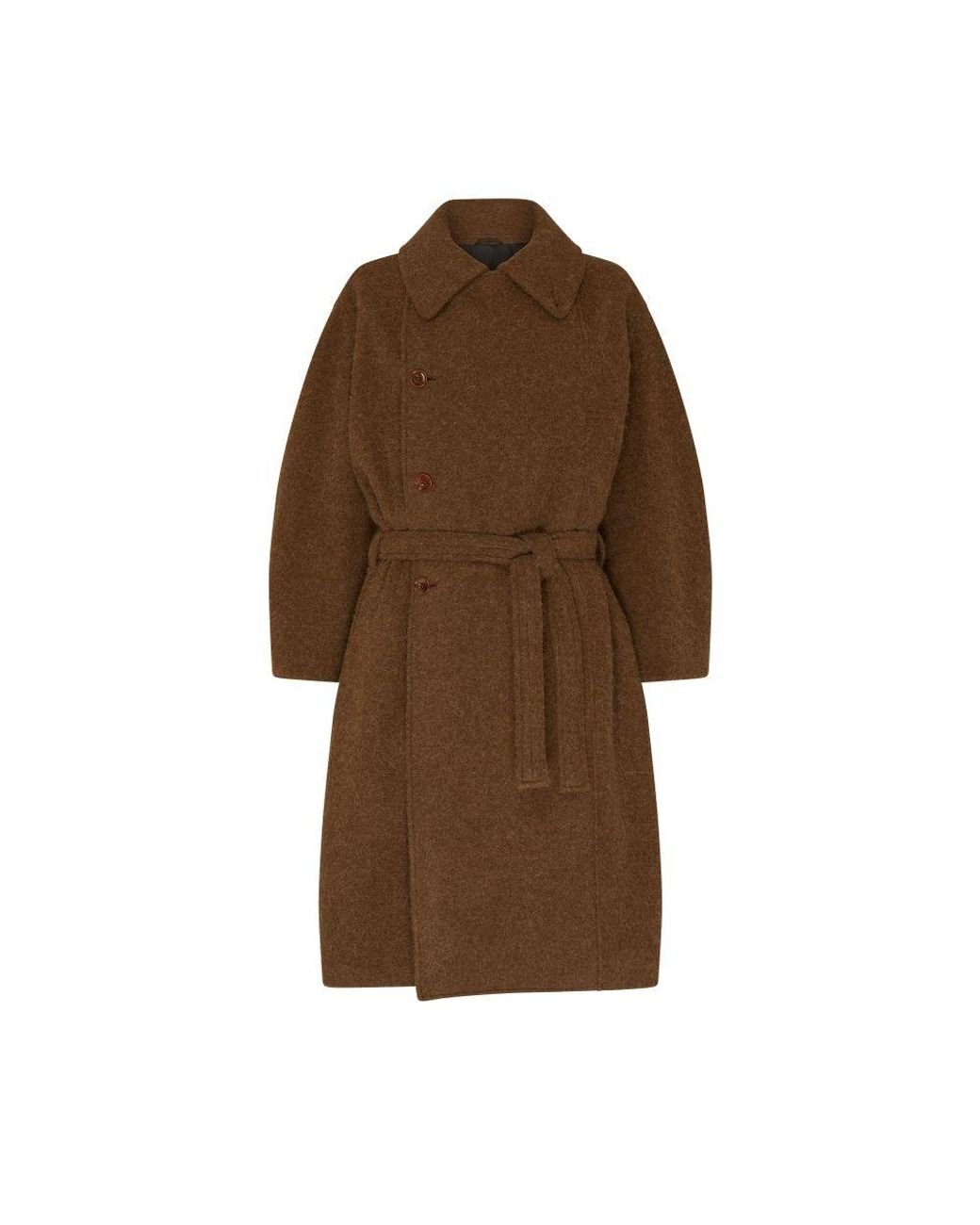 【関税込み】LEMAIRE ブラック Asymmetrical Bathrobe コート LEMAIRE: Black Asymmetrical Bathrobe Coat | SSENSE