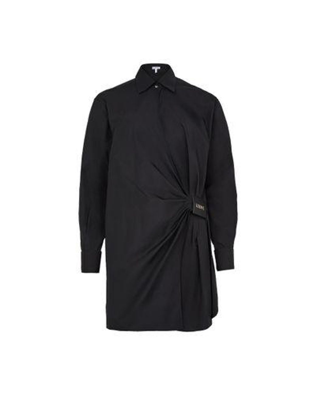 【関税&送料込】Loewe Loewe Double Layer Poplin Shirt Dress LOEWE Wrap-effect leather-trimmed draped cotton-poplin mini