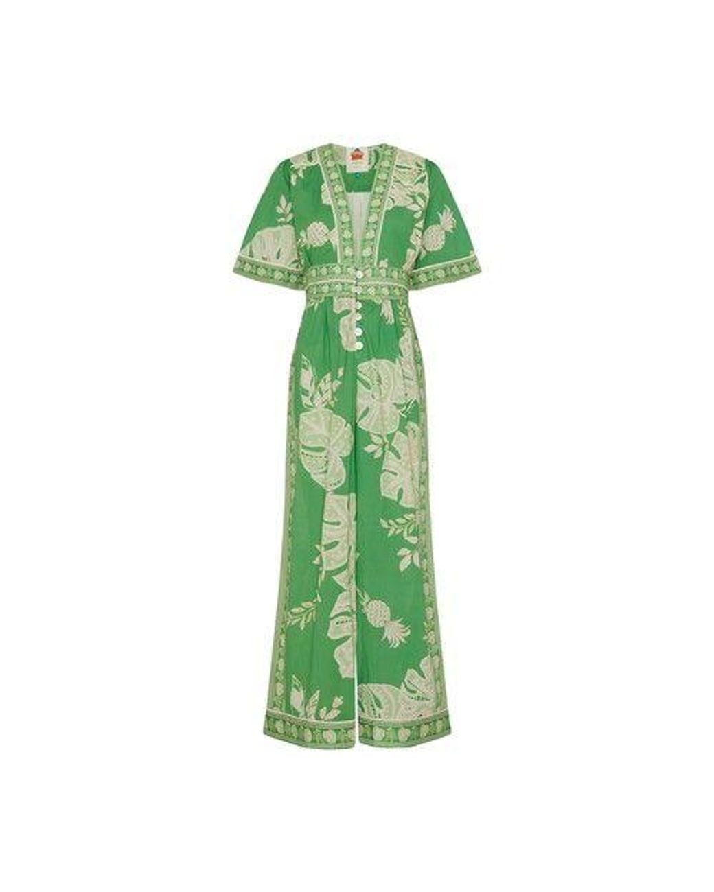 slim fit dress slacks Green Monstera Embroidery Midi Dress main image 1