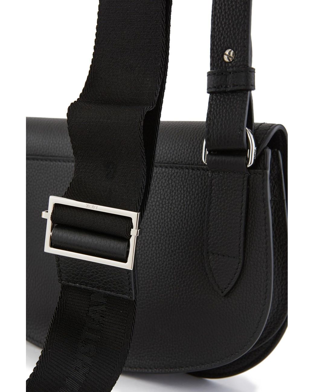 Saddle Vertical Pouch with Strap Black Grained Calfskin