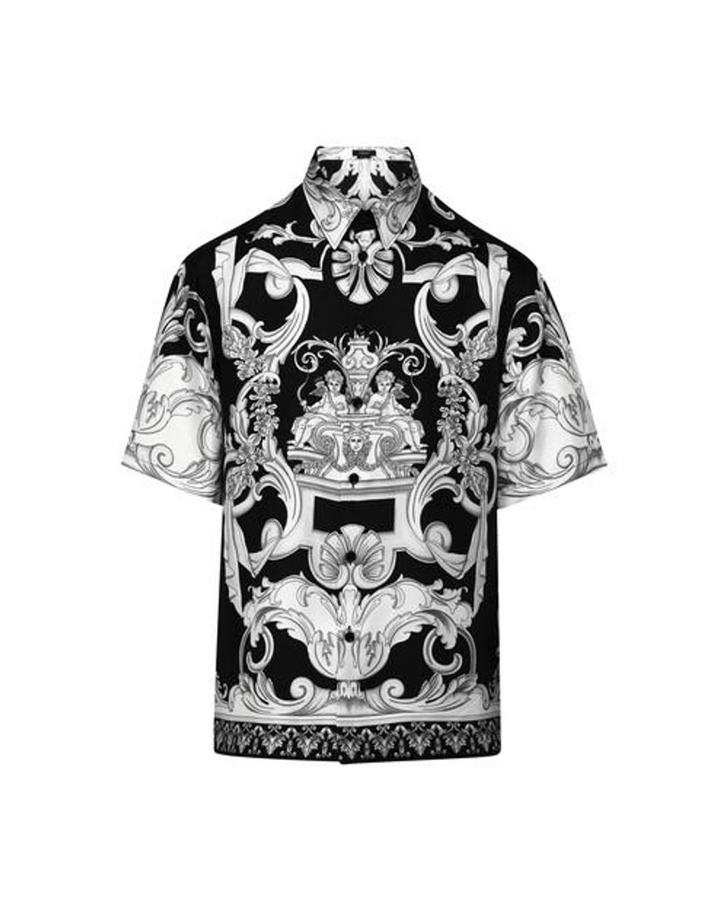 Versace Silver Baroque Silk Shirt in Black for Men Lyst