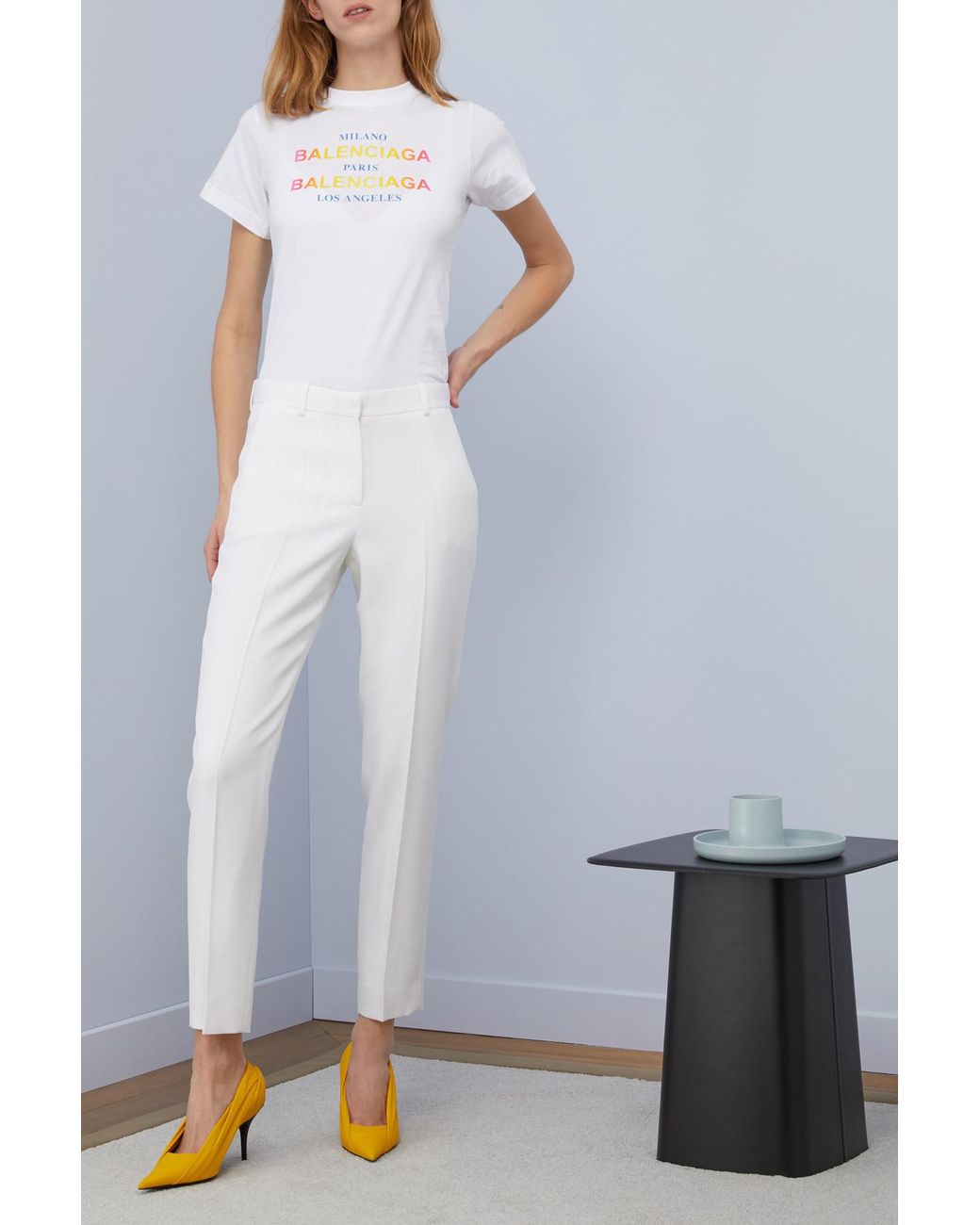 Balenciaga Paris Milano La T-shirt in White | Lyst