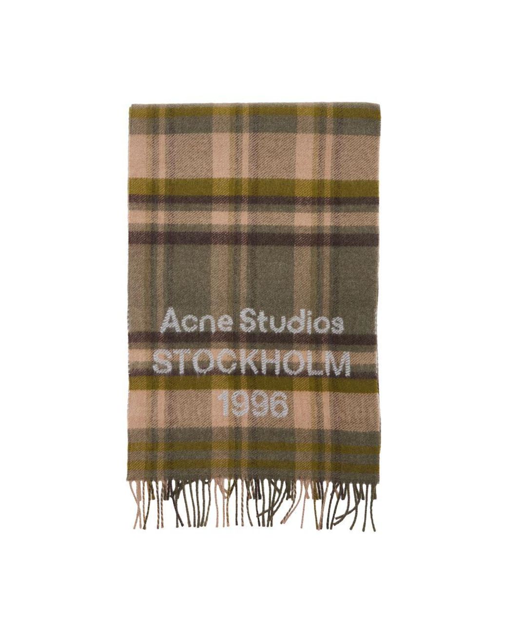 Acne Green Check Logo Scarf