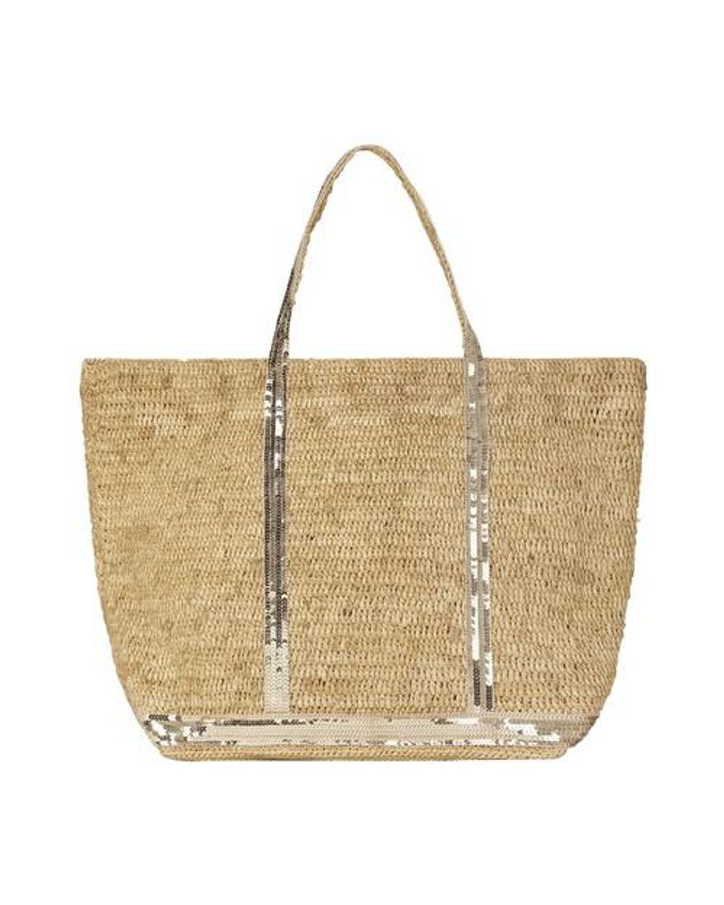 Vanessa Bruno Leather Raffia And Sequins Xl Cabas Tote - Lyst