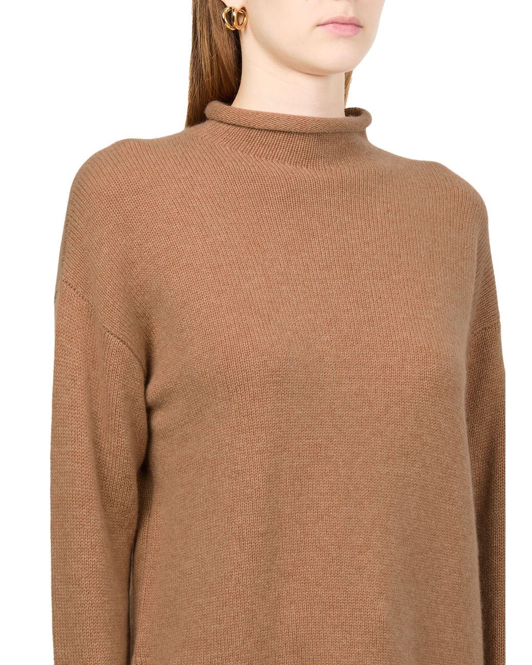 Bompard Brown Cashmere Sweater With Large High Neck