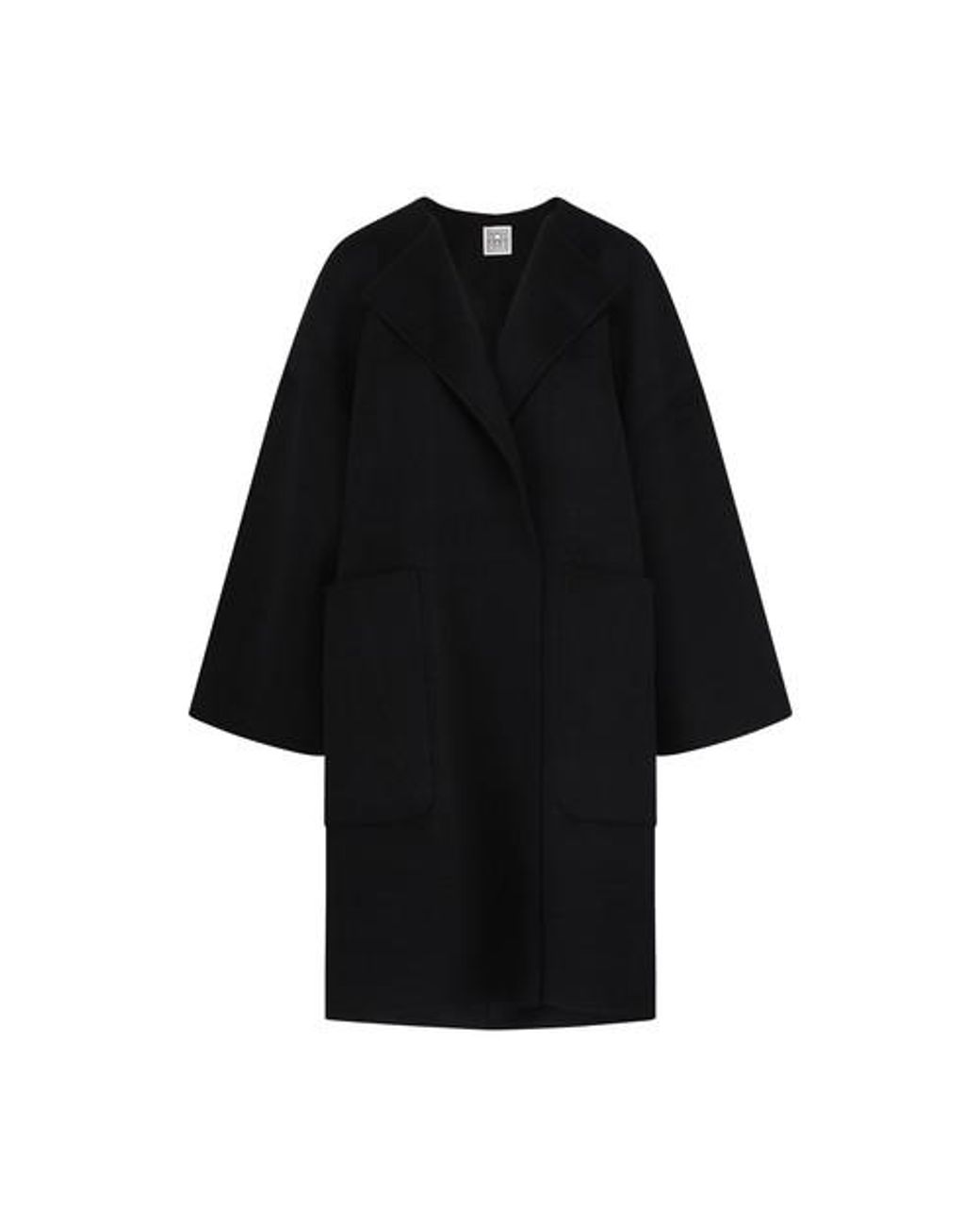 Totême Doublé Wool Cape Coat in Black | Lyst