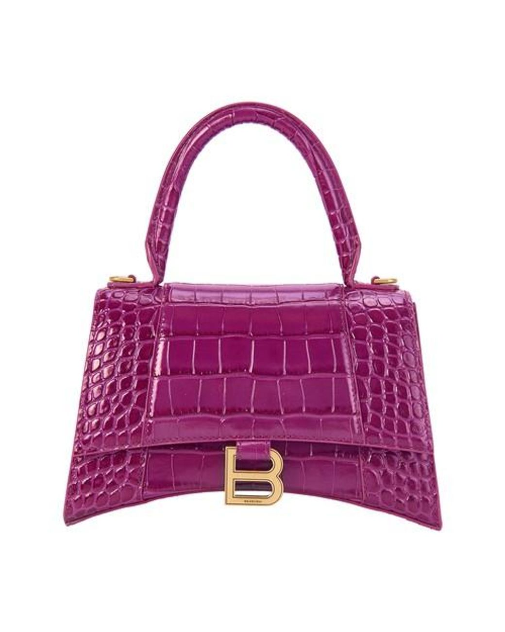 Balenciaga Purple Croc XS Hourglass Bag  BlackSkinny
