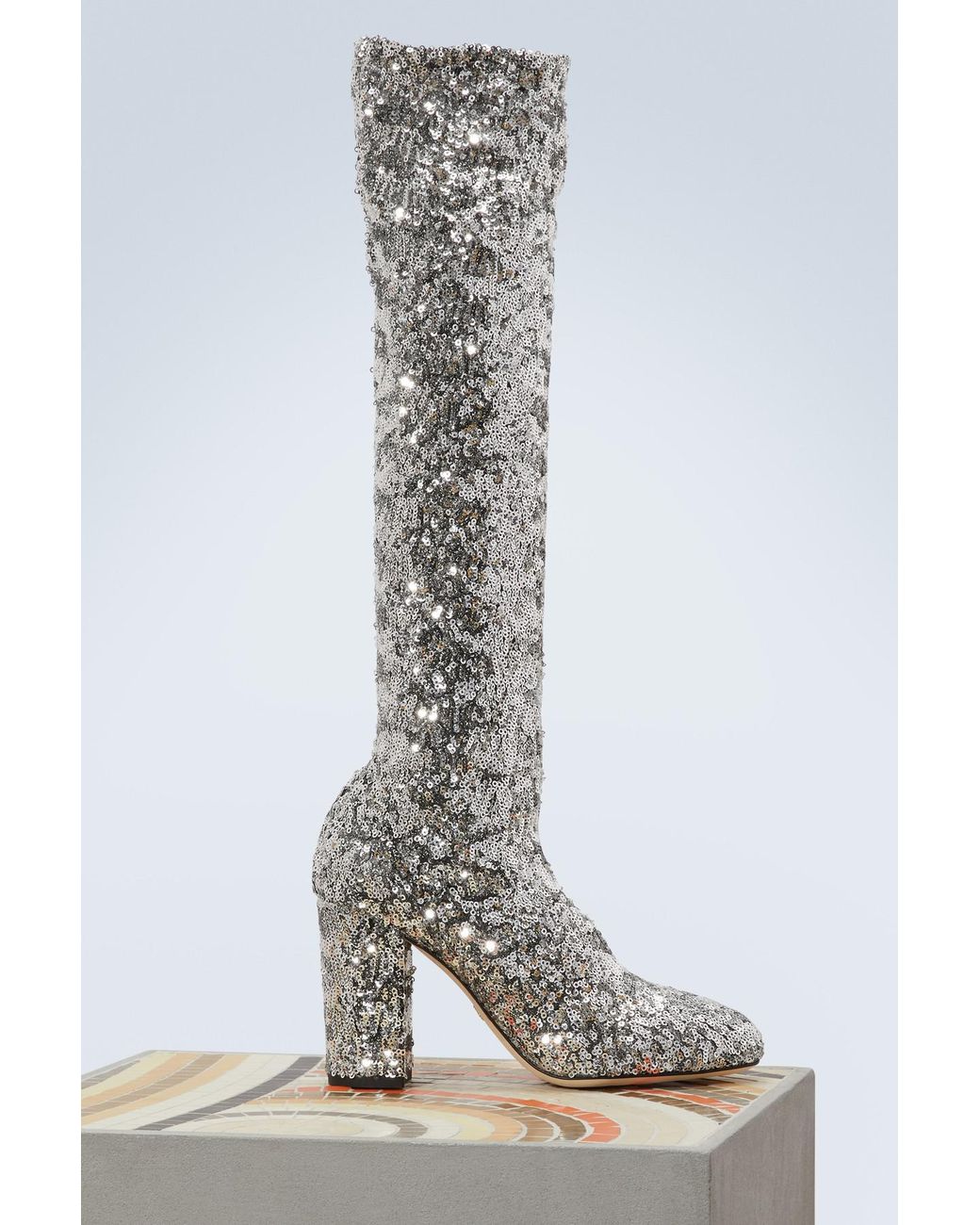 Dolce Gabbana Sequined Boots in Metallic Lyst