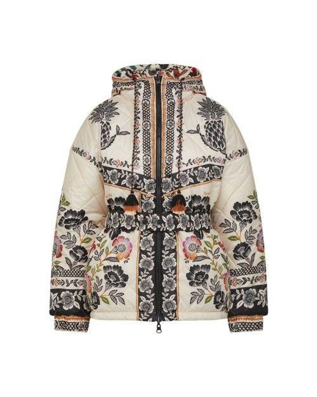 FARM Rio Romantic Garden Puffer Jacket in Gray Lyst