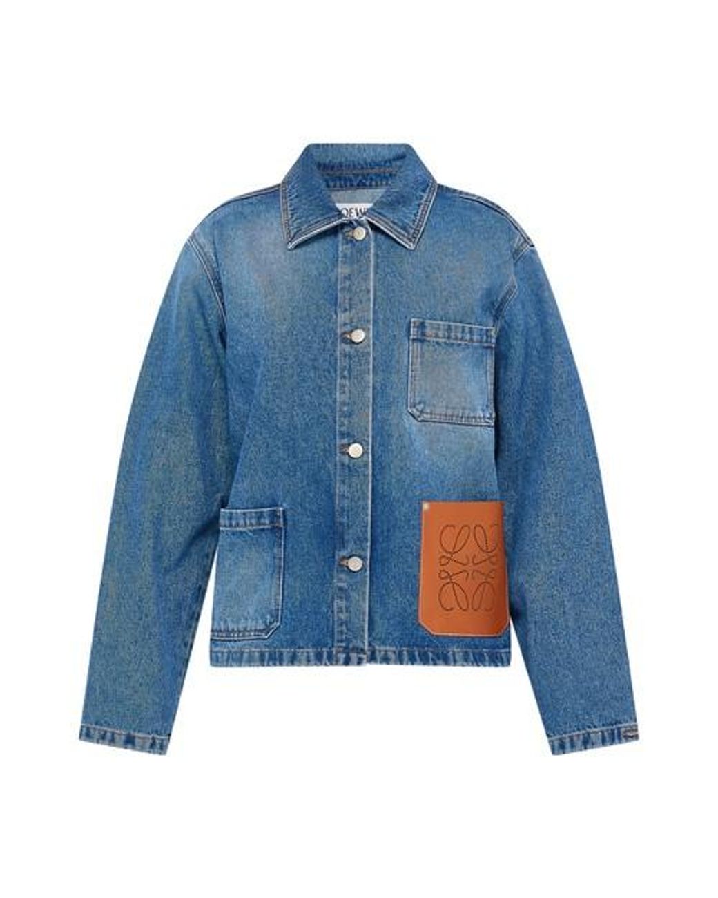 Loewe Anagram Workwear Denim Jacket in Blue