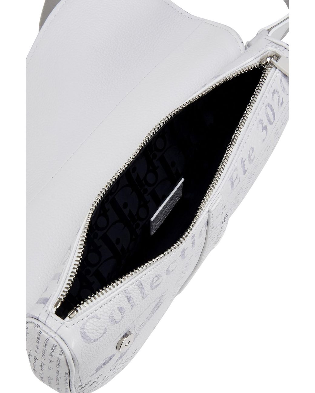 Dior Men's White Printed Calfskin And Daniel Arsham Saddle Bag