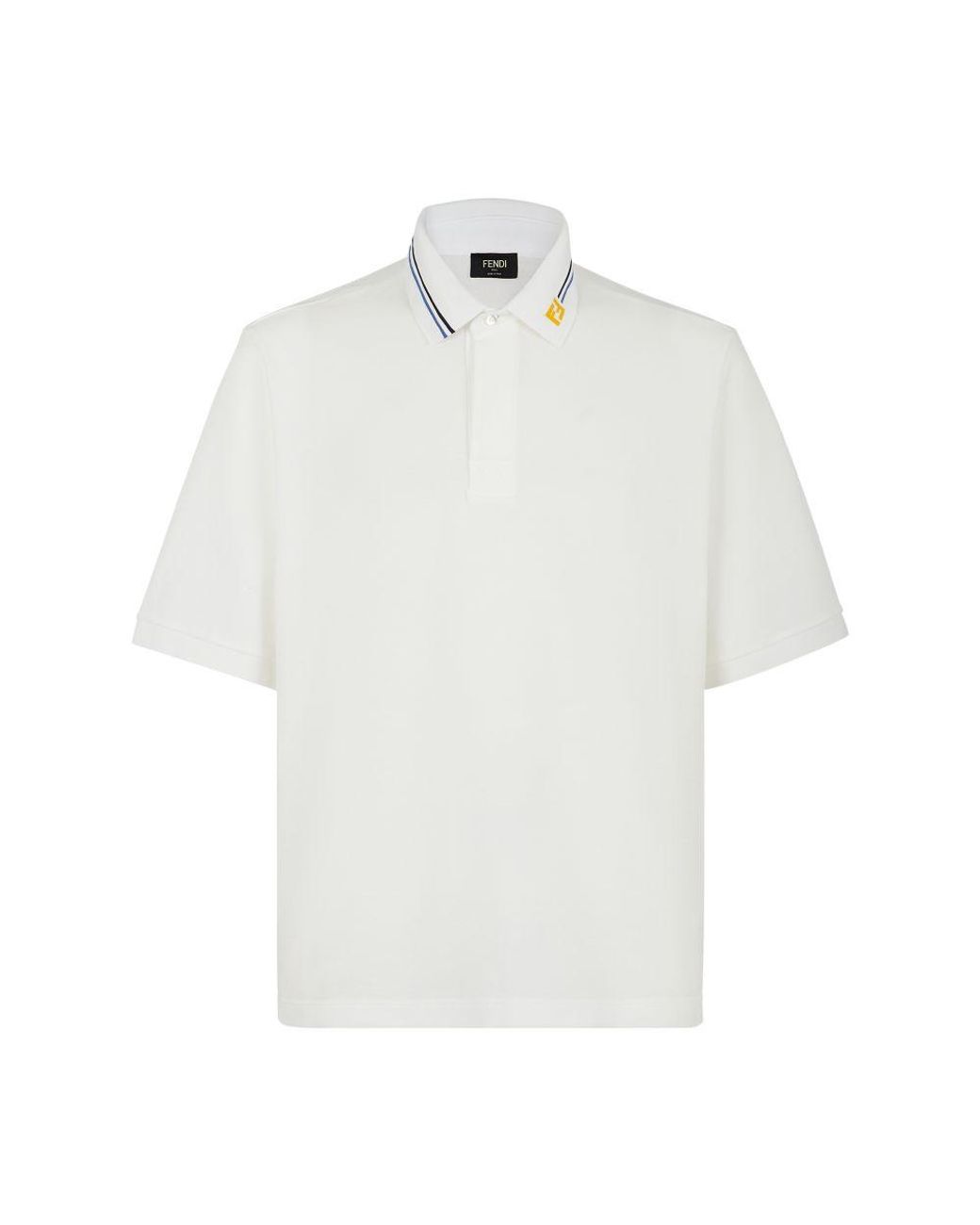 Fendi Short Sleeved Golf Polo Shirt in White for Men Lyst