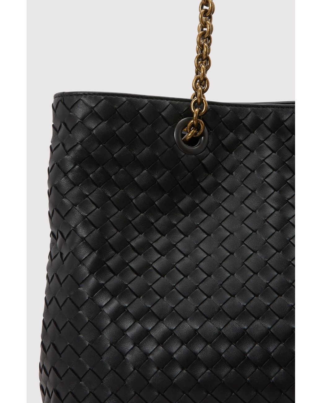 ★BOTTEGA VENETA★ Chain Detail Woven Handle Mount Tote Bag Bottega Veneta Blue Woven Nappa Intrecciato Leather Chain