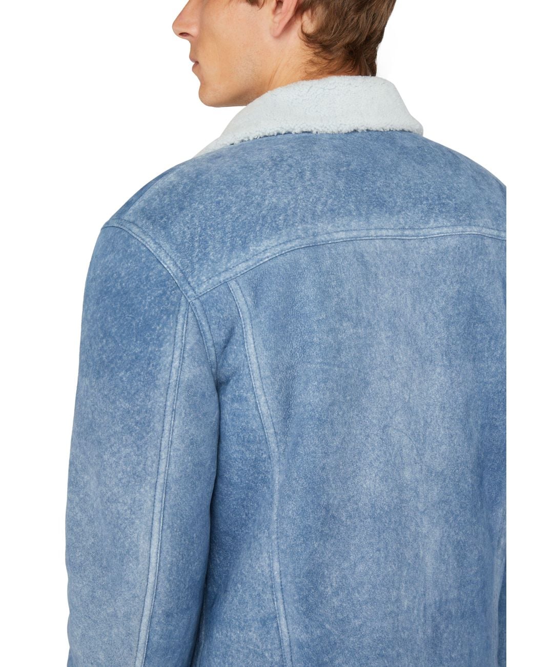 Loewe Blue Denim Jacket With Shearling Collar for men