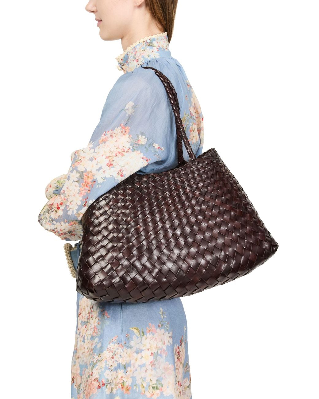Dragon Diffusion Brown Santa Croce Large Shoulder Bag