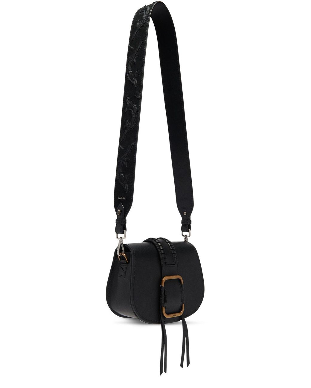 Maje Studded Leather Shoulder Strap - Black