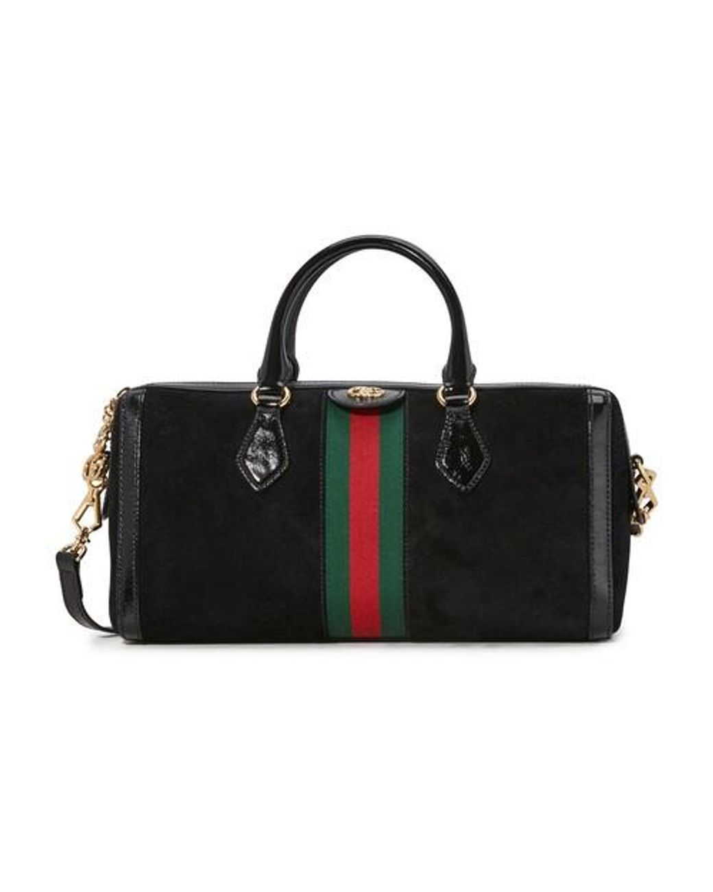 Gucci Ophidia Boston Suede Bowling Bag in Black | Lyst