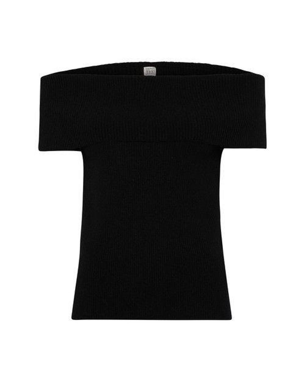Totême Off-shoulder Rib Knit Top in Black