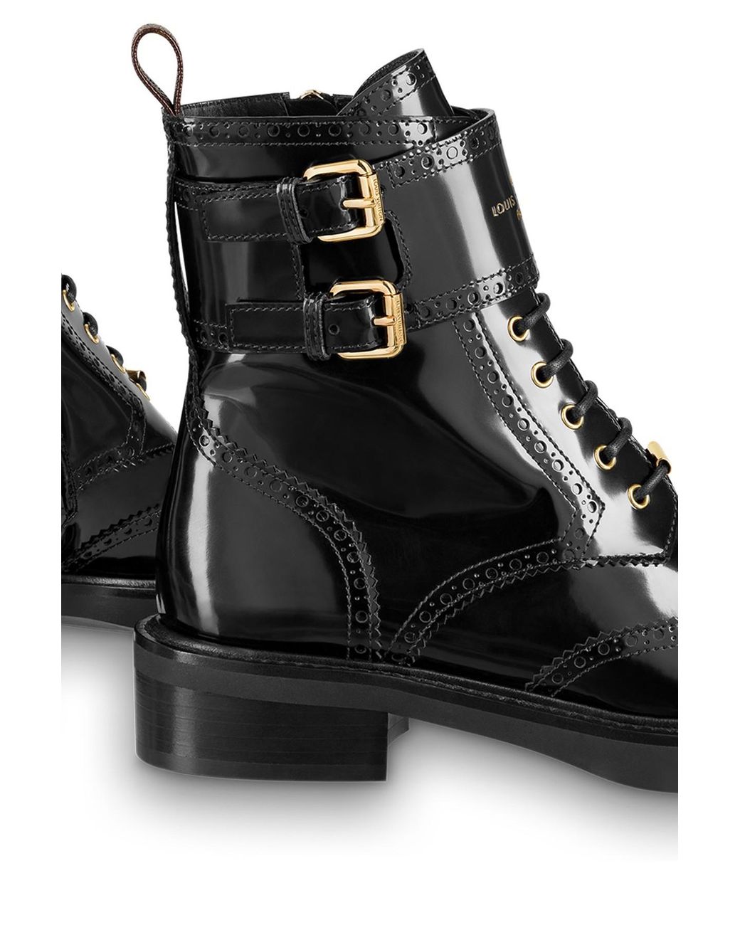 Louis Vuitton Midtown Ankle Boots EU 37 US 7 Black Buckle Combat Lace Up  Brogue