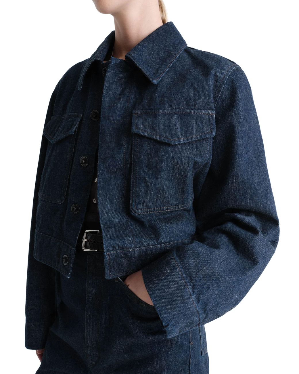 Lemaire Blue Two Pocket Cropped Jacket
