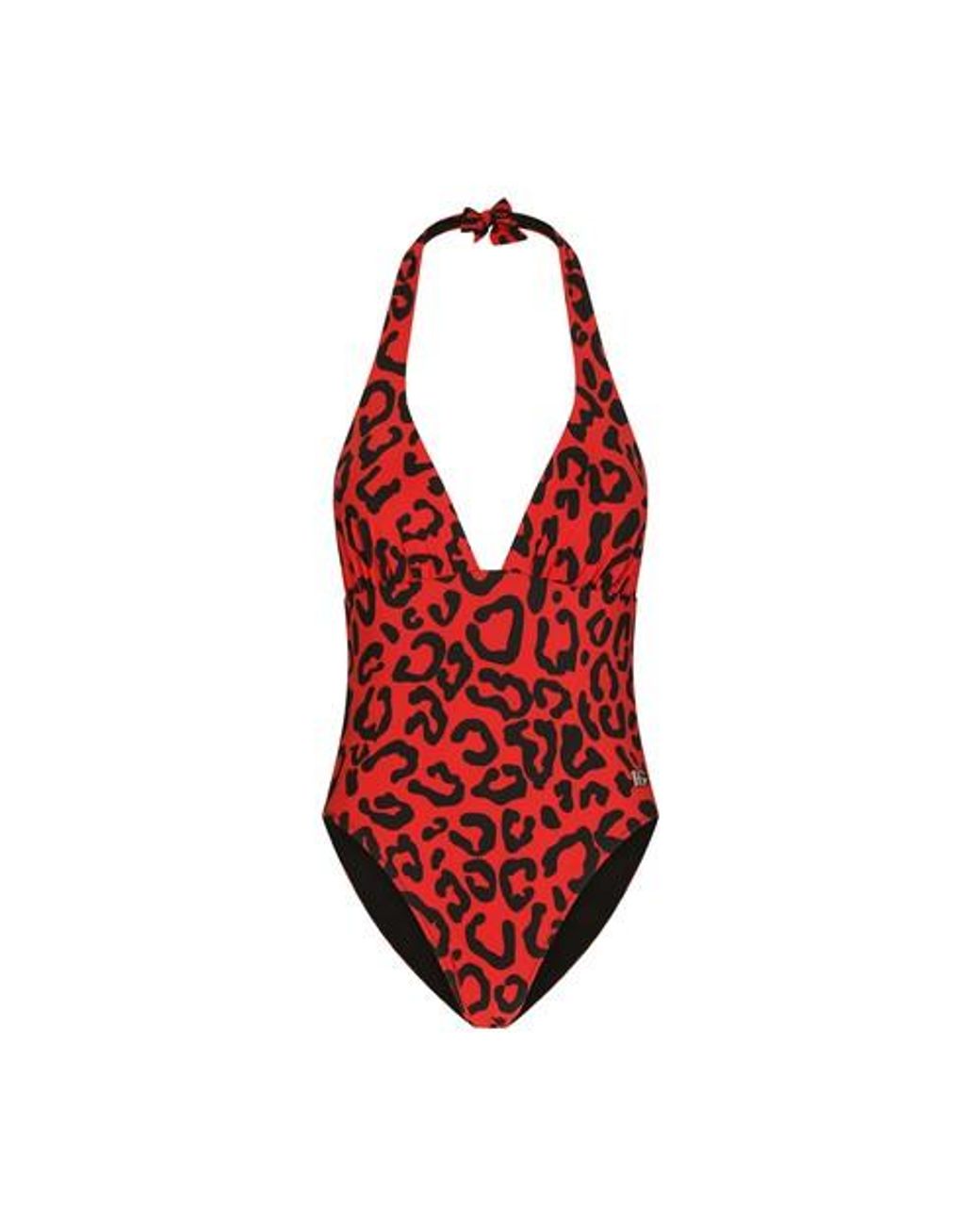 red leopard print one piece swimsuit