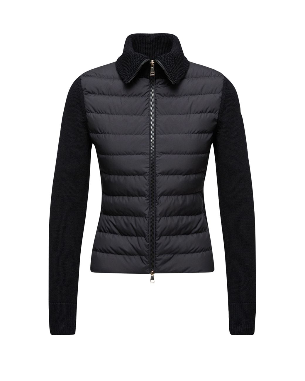 Moncler Black Bi-Material Zip-Up Jacket