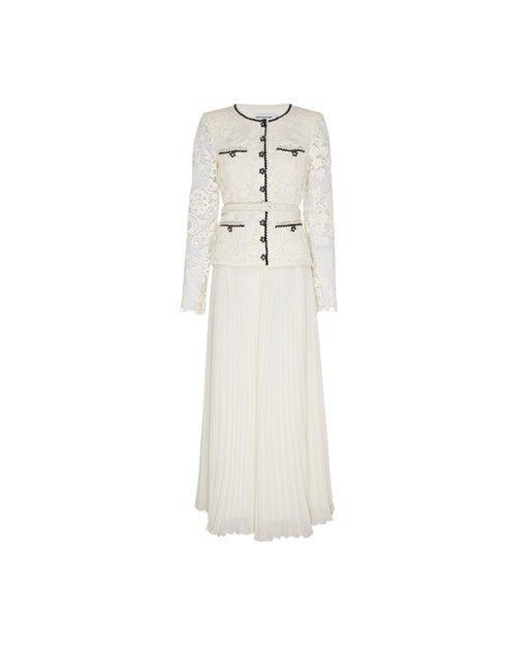 Self-Portrait Convertible Pleated Georgette And Embellished Corded Lace  Midi Dress in White | Lyst