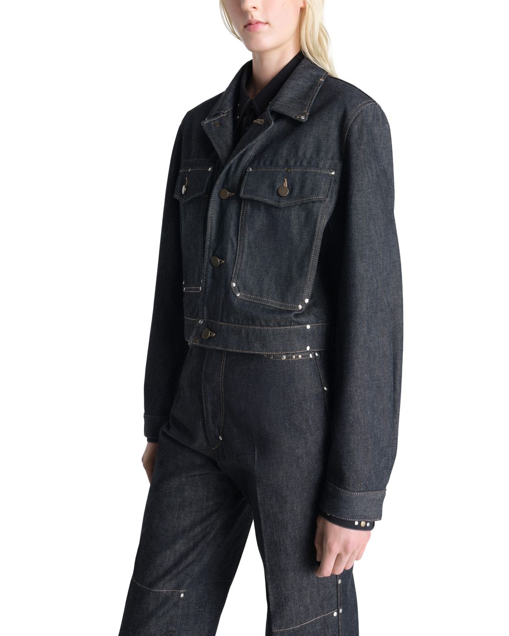 Lemaire Black Cropped Jacket With Studs