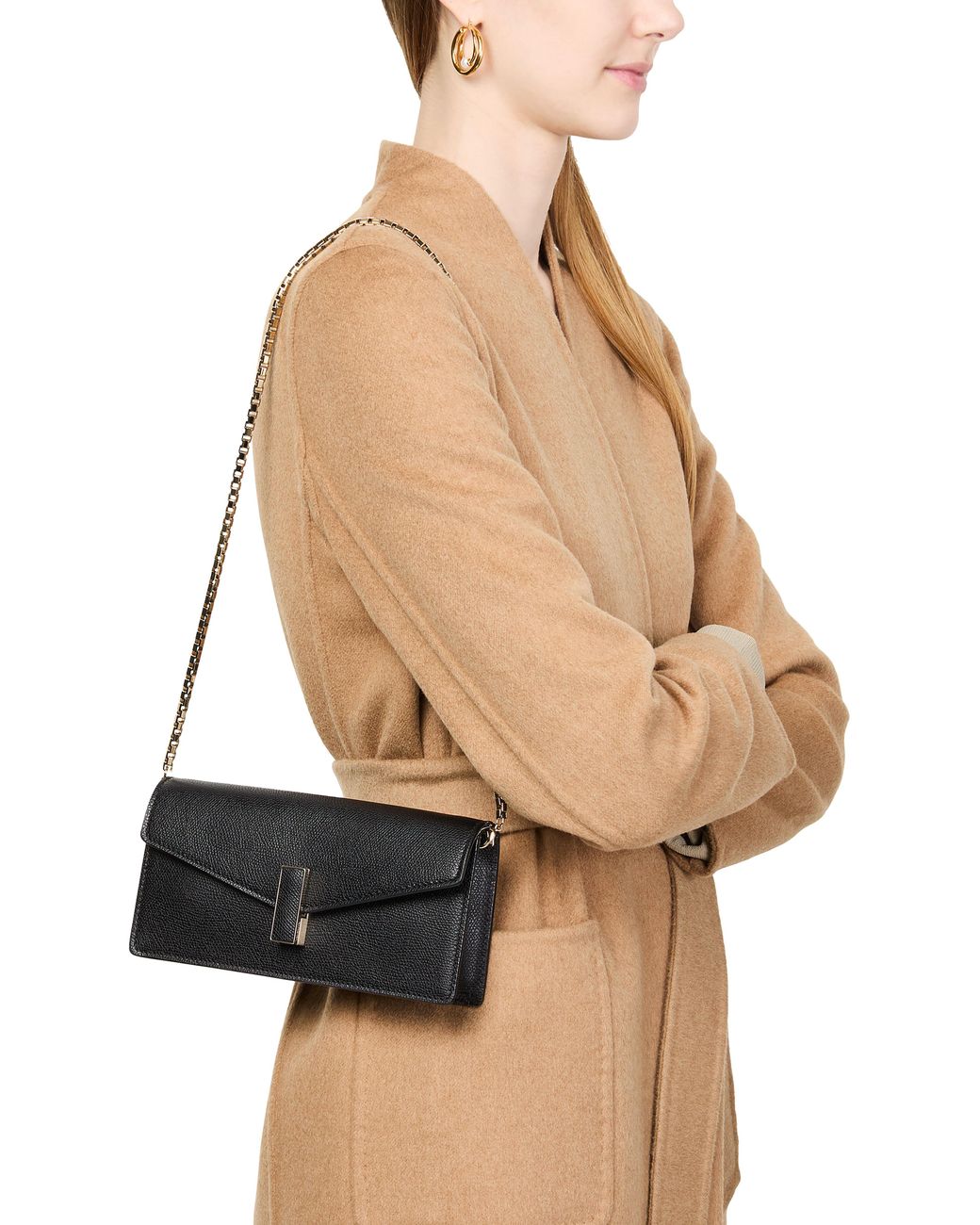 Valextra Black Iside Pouch With Chain